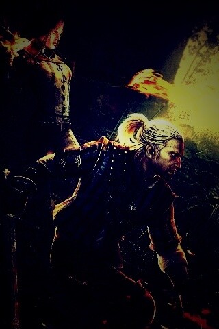 Геральт и Трисс в бою обои