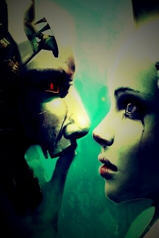 Девушка и робот обои