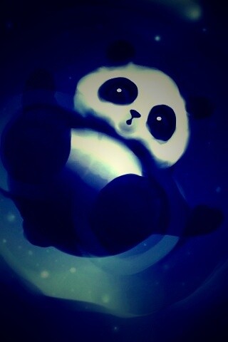 Маленькая панда и лужа обои