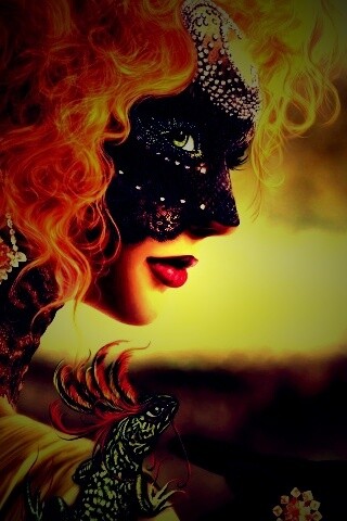 Девушка в карнавальной маске обои