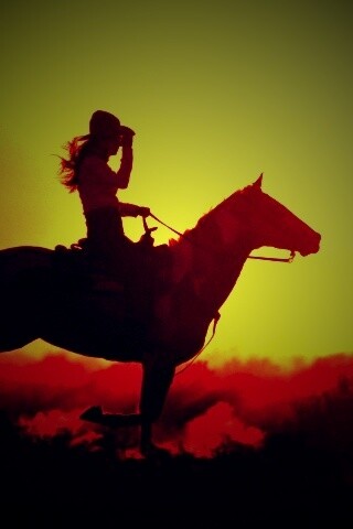 Наездница на закате обои