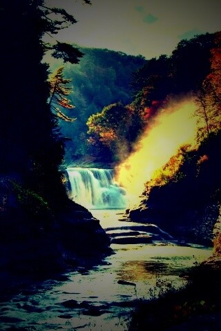 Скалистый водопад обои