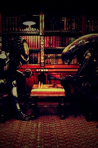 Чужой против хищника в шахматы обои