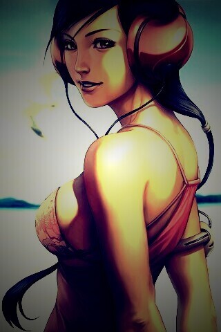 Девушка в наушниках обои