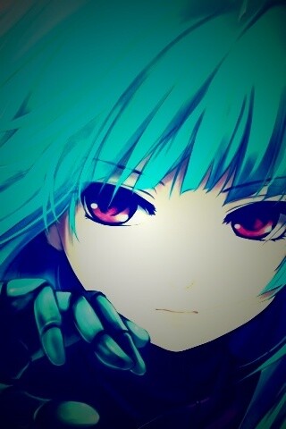 Аниме девушка с голубыми волосами обои