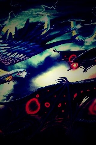 Живописная битва молнии и огня обои