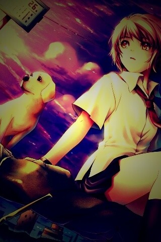 Девочка с собакой обои