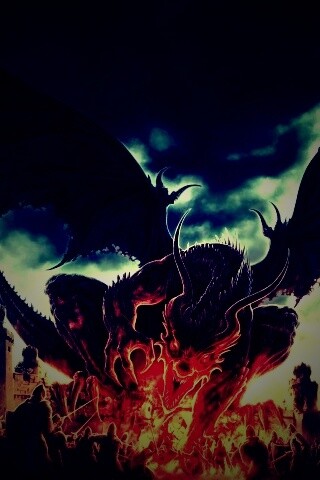 Дракон нападает на замок обои