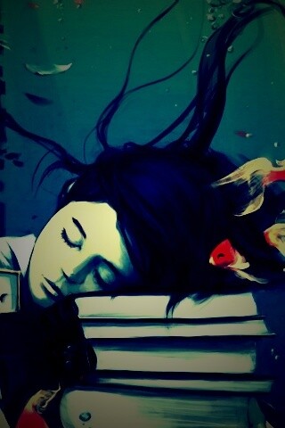 Девочка тонет в знаниях обои