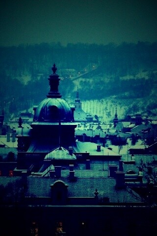 Город зимой обои