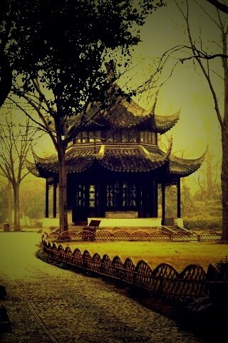 Домик я японском саду обои