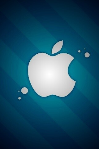 Логотип Apple на фоне голубых полос обои