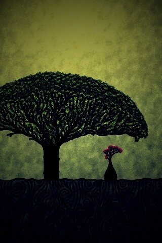 Нарисованное деревце обои