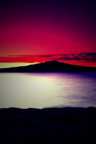 Закат за островом Рангитото обои