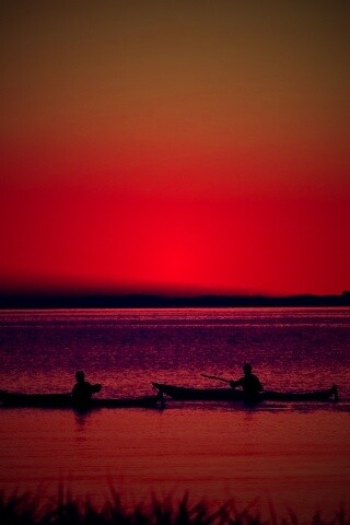 Рыбаки на лодках обои