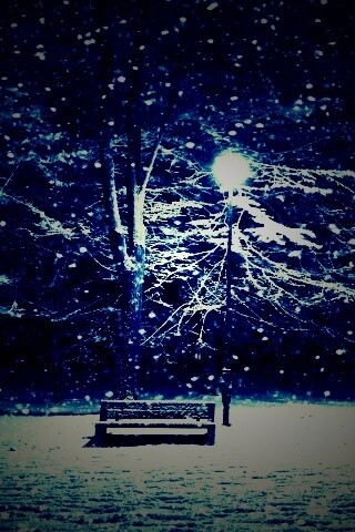 Ночь..улица..фонарь..скамейка.. обои