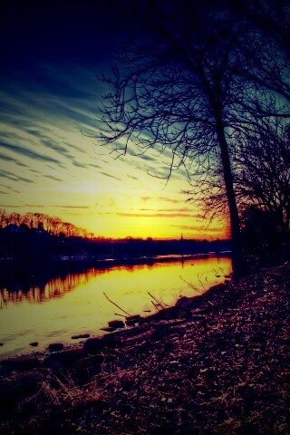 Осенний закат обои