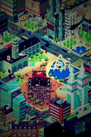 Пиксельный город обои