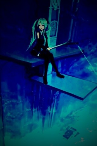 Хатсуне Мику с удочкой обои