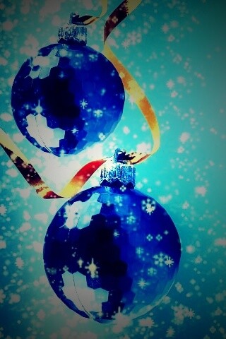 Синие новогодние шары обои