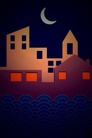 Ночной город на реке обои