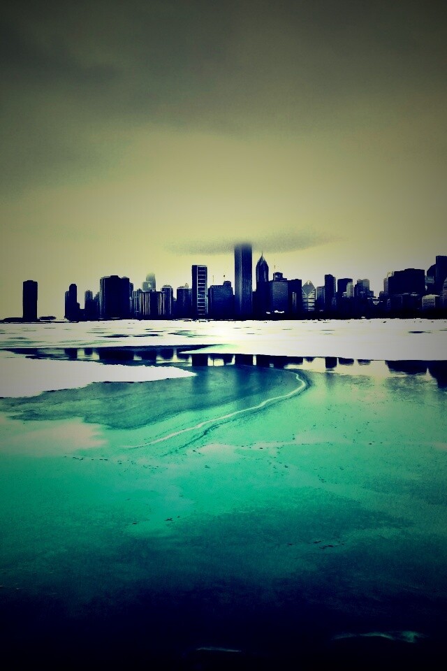 Зимний город обои