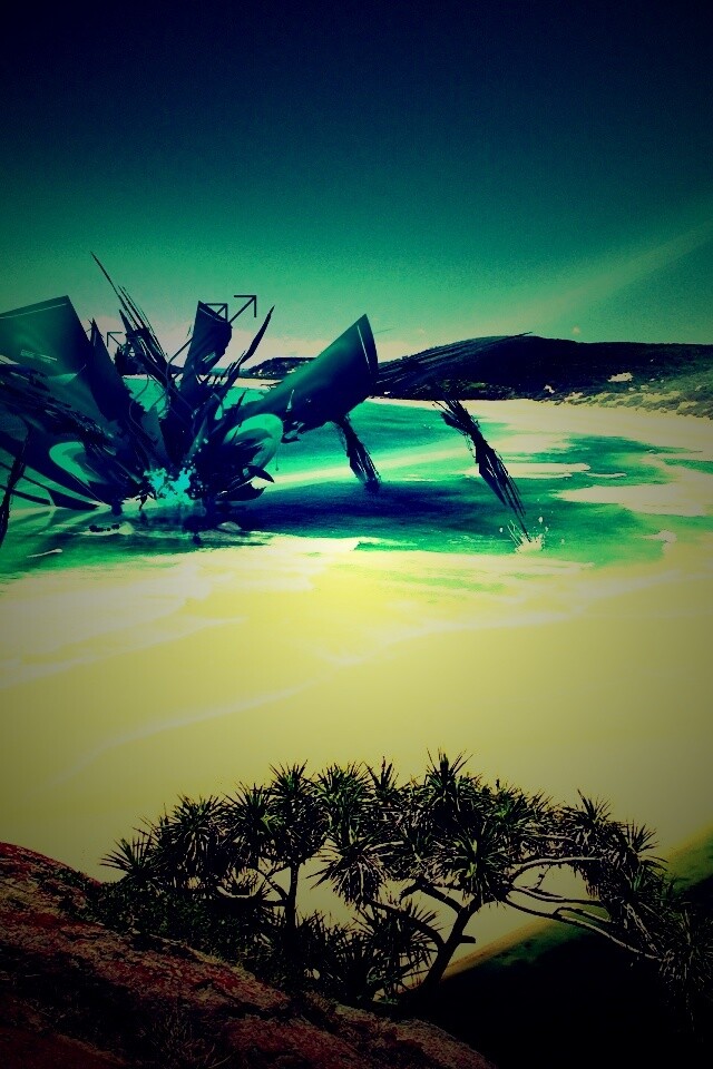 Робот на побережье обои