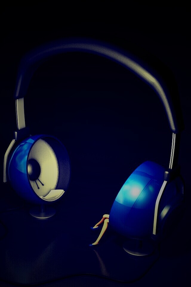 Девушка в наушниках обои