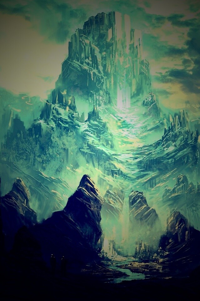 Город в горах обои