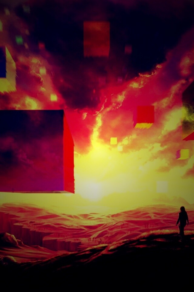 Кубы в небе обои