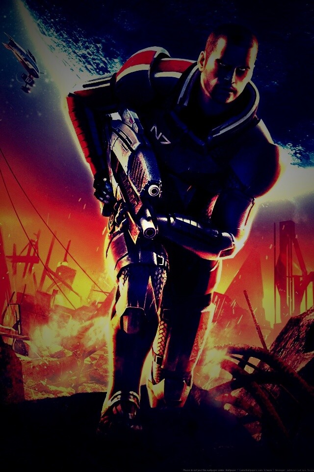 Капитан Шепард на руинах обои