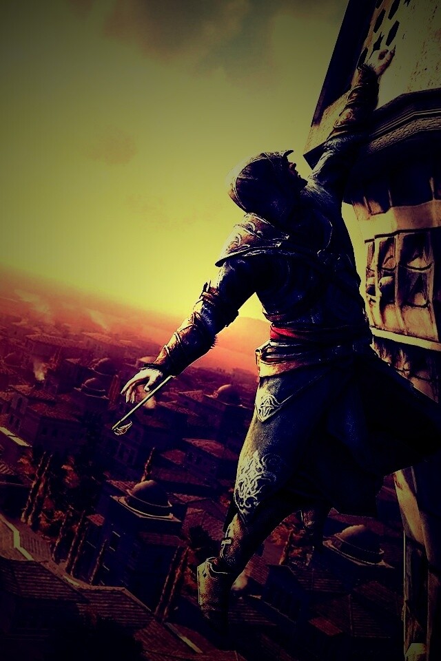 Ассасин лезет на башню обои