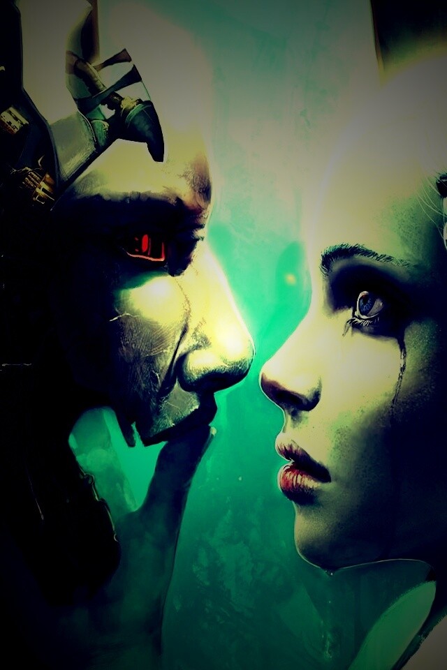 Девушка и робот обои