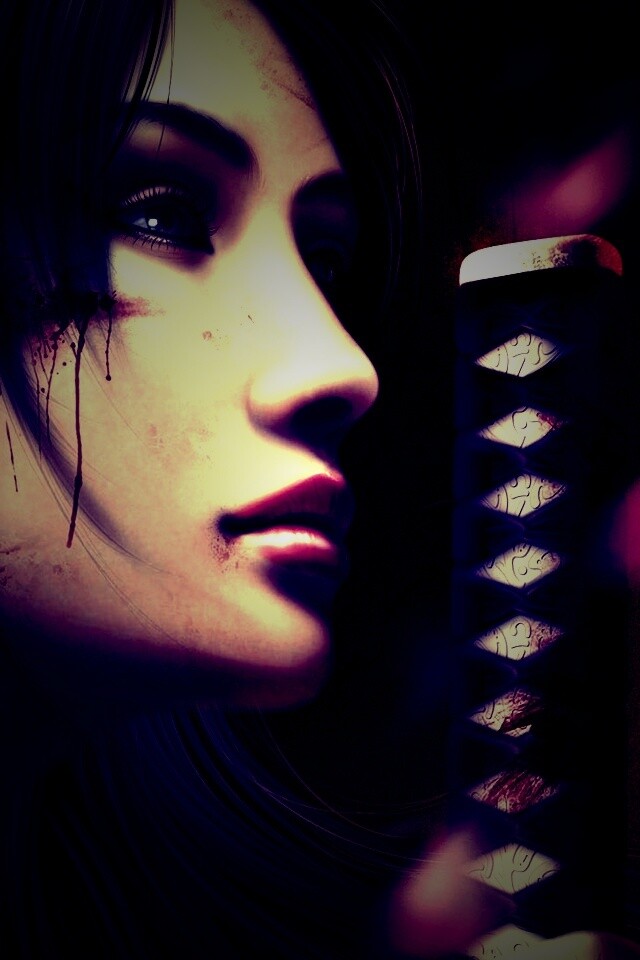 Японка с катаной обои