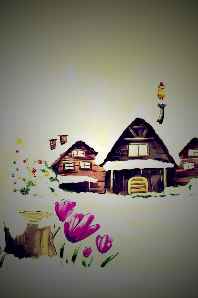 Деревня в новый год обои