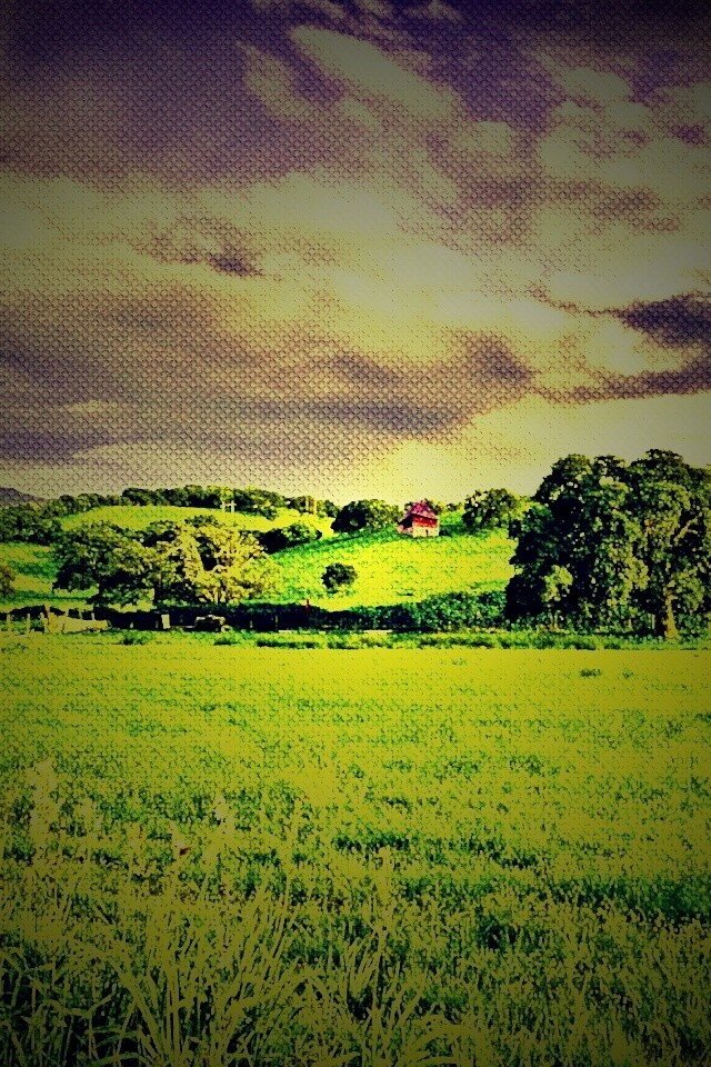 Домик на холмах обои