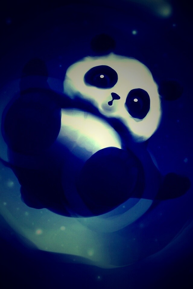 Маленькая панда и лужа обои