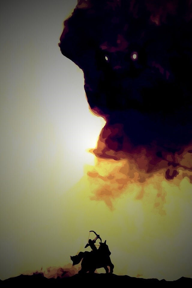 Всадник и огромный голем обои