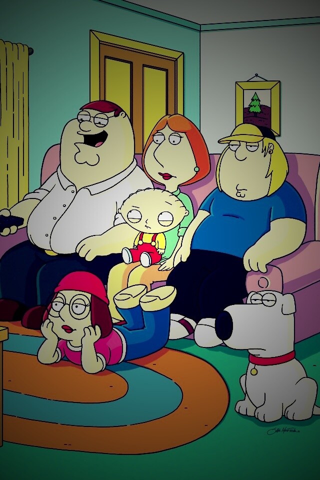 Гриффины всей семьей перед телевизором обои