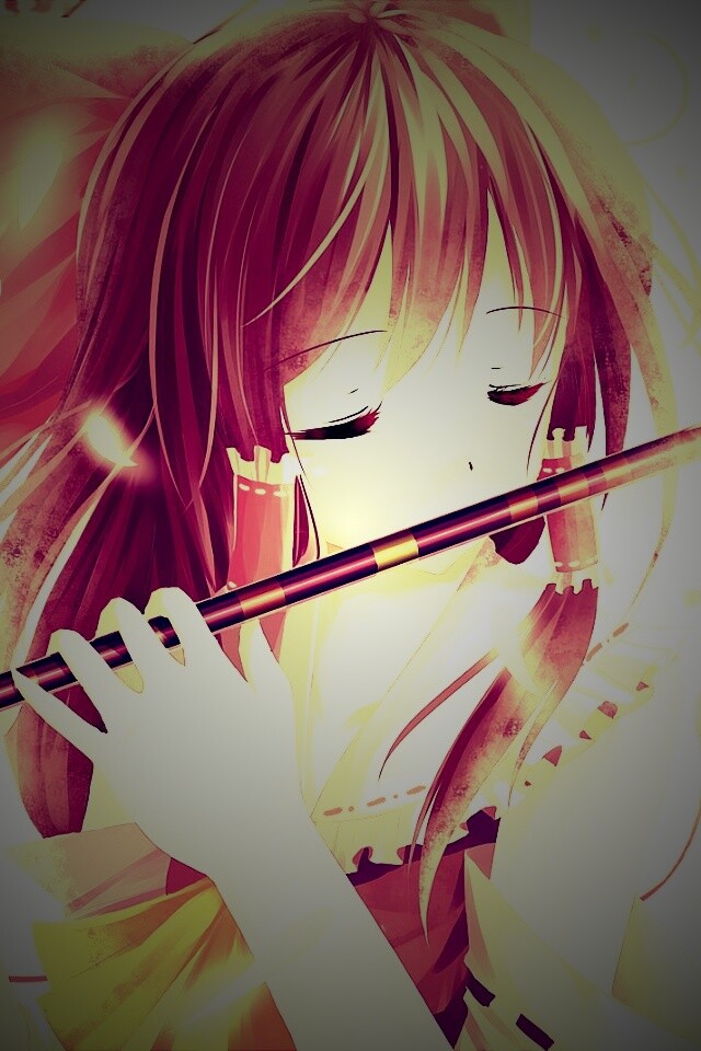 Девочка играет на флейте обои