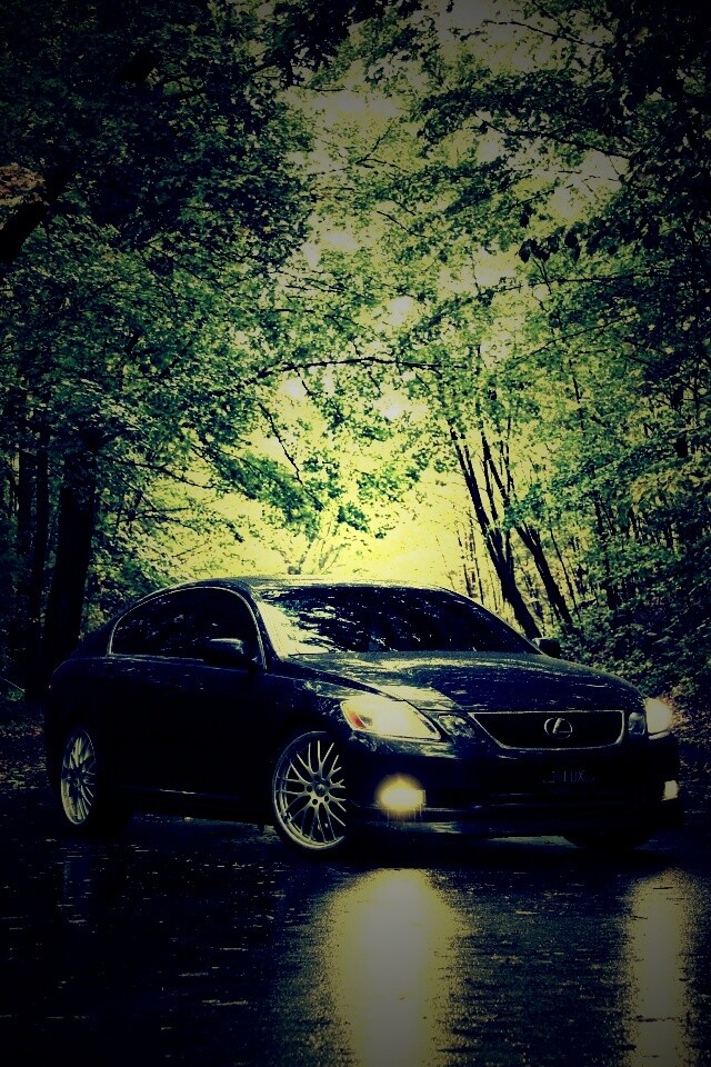 Лексус на лесной дороге обои