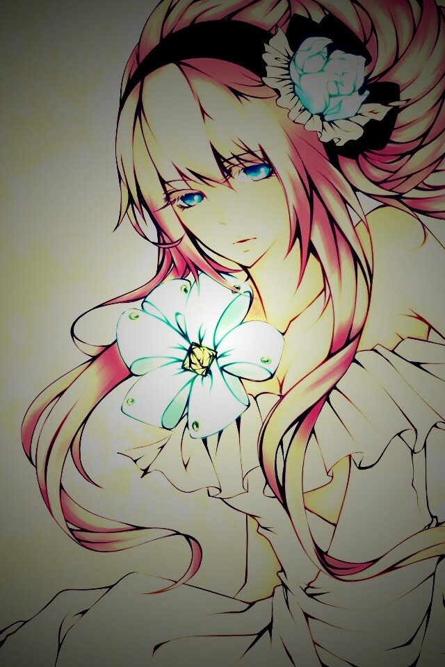 Розововолосый вокалоид обои