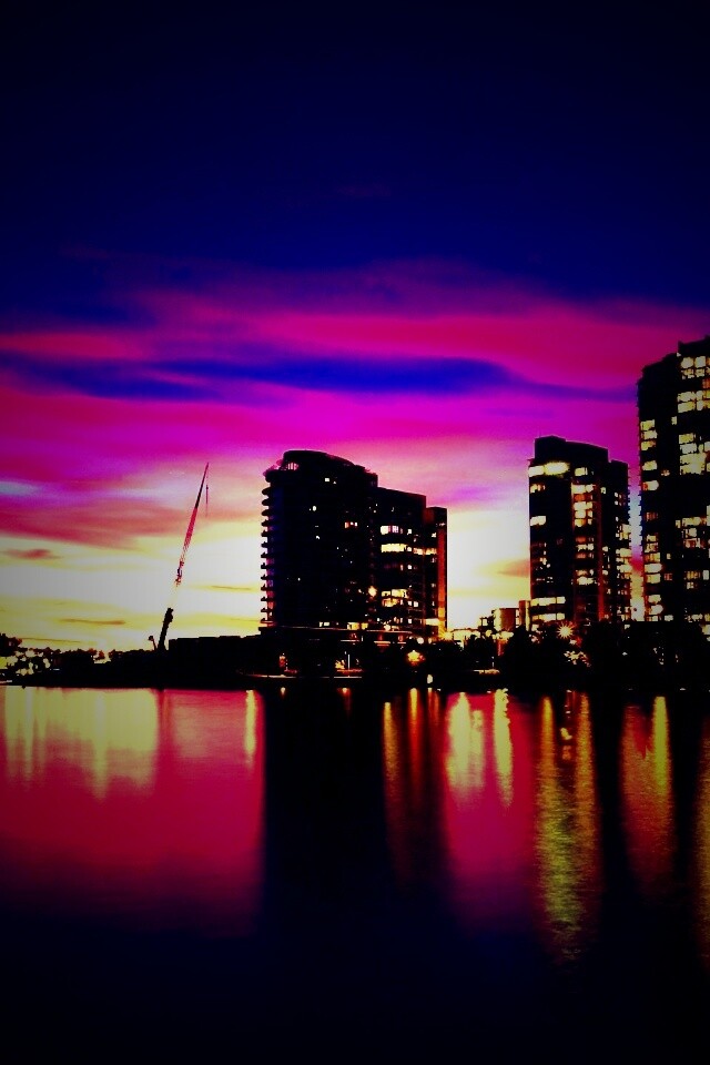 Фиолетовый закат в Ванкувере обои