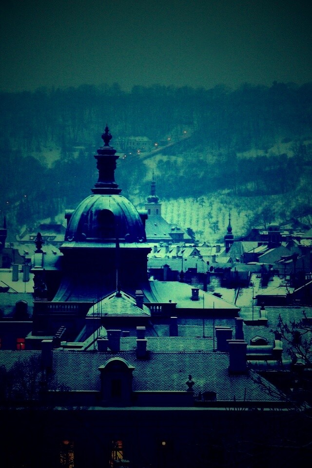 Город зимой обои