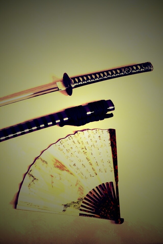 Катана и веер обои