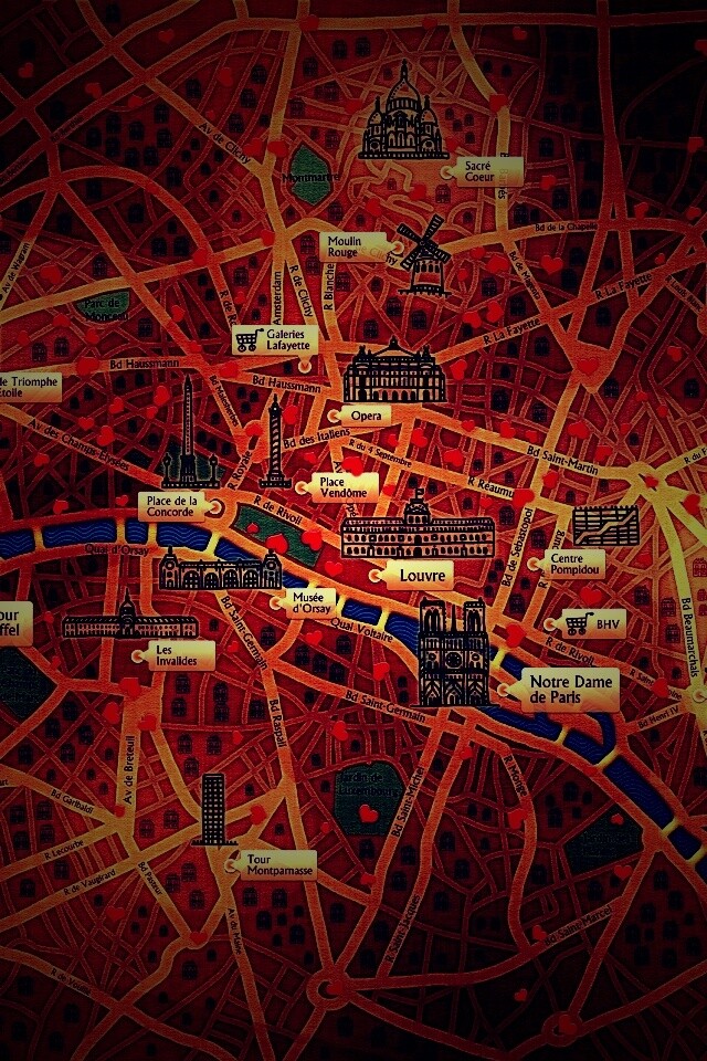 Карта Парижа обои