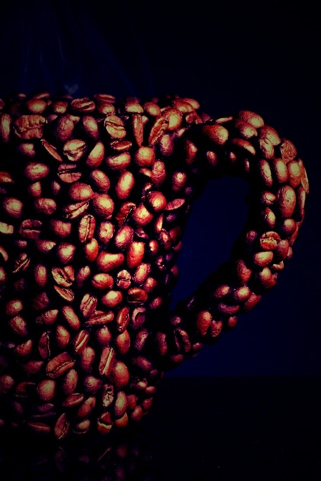 Кружка из кофейных зерен обои