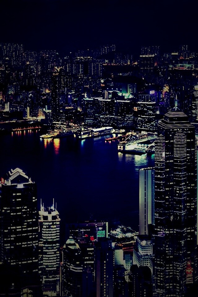 Небоскребы ночью обои