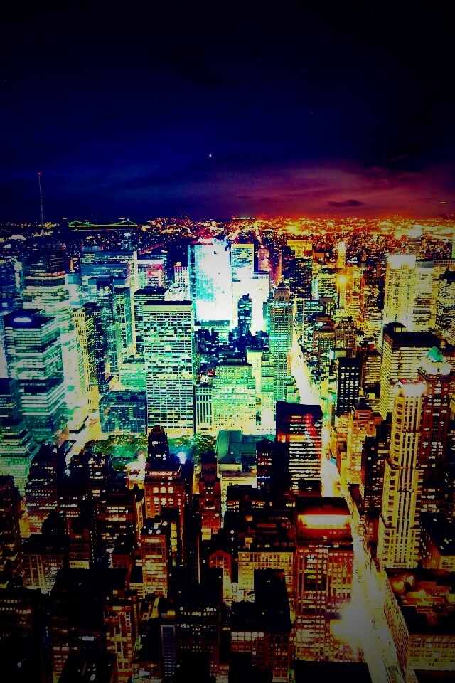 Вид на ночной Нью-Йорк обои