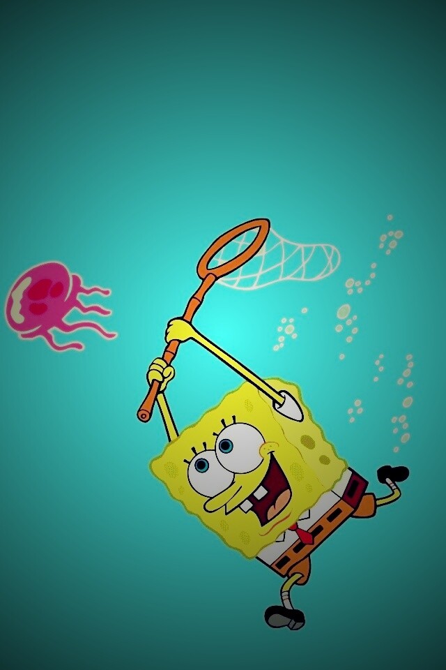 Губка Боб гонится за медузой обои